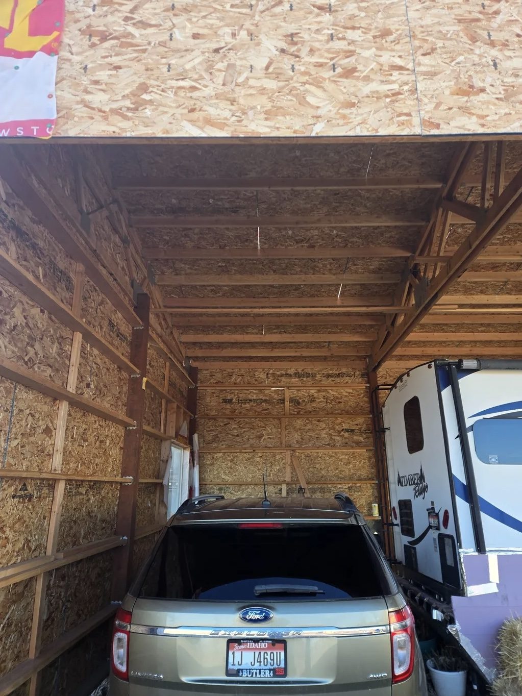RV cover structure interior framing